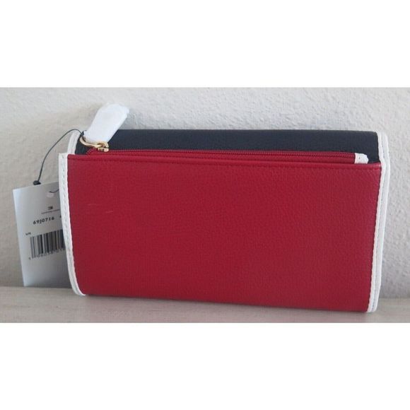 Tommy Hilfiger 69J0716 Red/White/Blue Colorblock Tri-Fold Checkbook Wallet $70 - Picture 5 of 8